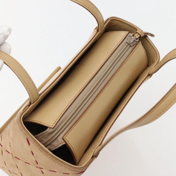 Burberry Vintage Handbag Leather Beige Leather Handbag (Pre-Owned)